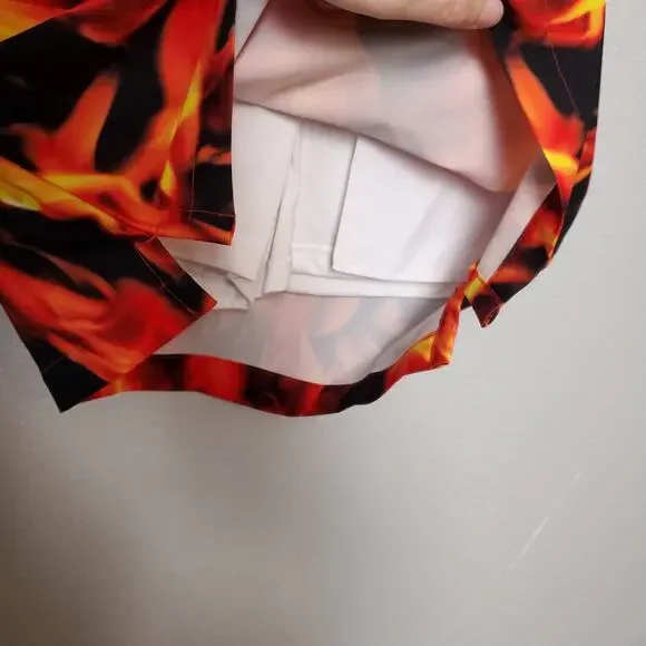 LOUDMOUTH Fire Flames Print Tennis Gold Skort Skirt